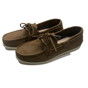 Rugged Shark Boat Shoes Mens 11.5 Brown Leather Lace Up Casual Deck